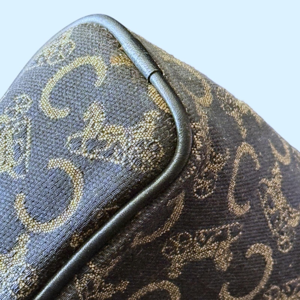 Celine Paris C Sulky Monogram Toiletry Clutch Pouch Navy Blue Jacquard Leather - Picture 10 of 12